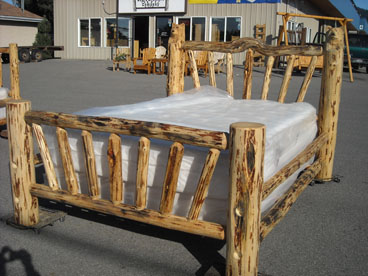 Log Sleigh Bed Wagon Wheel 